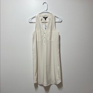 Express Womens Ivory Sleeveless Mandarin Collar Shift Dress XS NWT
